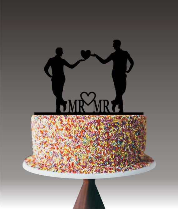 Mariage - Gay Wedding Cake Topper, Same Sex Cake Topper, Mr and Mr Wedding Cake Topper, Mr Heart Mr Cake Topper, Transgender Cake Toppers YTD1026