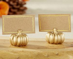Wedding - Beter Gifts® Gold Pumpkin Place Card Holder (Set of 6)