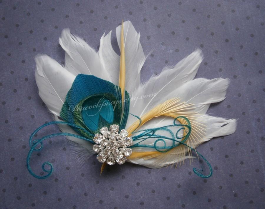 Bridal Peacock Facinator, Feather Hair PIece, Wedding Hair Accessory