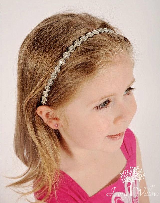 Wedding - Rhinestone Flower Girl Headpiece - Wedding Headband - Flower Girl Headpiece - Bridesmaid Headband - Prom Headband - Infant Photo Prop