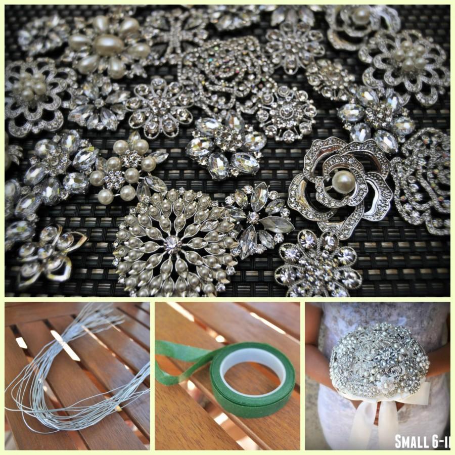 Hochzeit - DIY Brooch Bouquet Kit - 35 Pieces (SMALL)