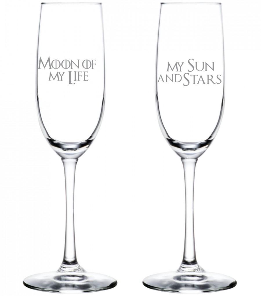 Wedding - Game of Thrones Flutes - Moon of My Life - My Sun and Stars - Glassware - Toasting Flutes -  - Glasses - Wedding