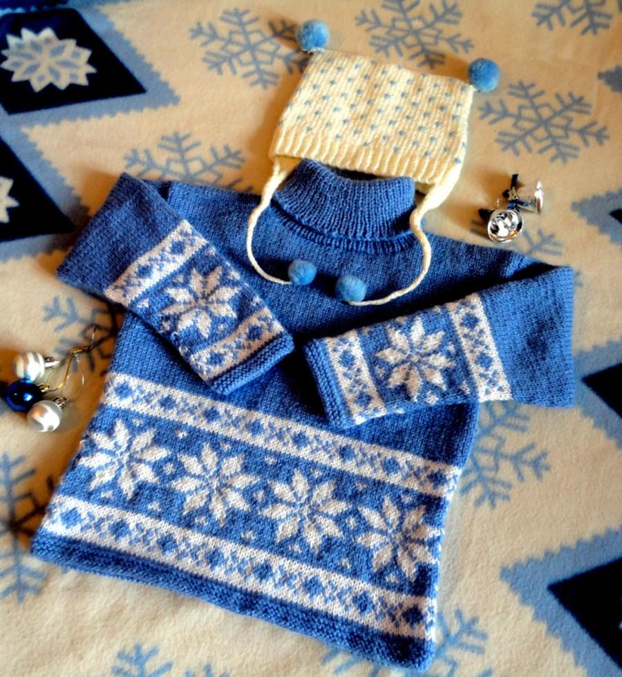 Hochzeit - Christmas Sweater, Knit Sweater, Hand Knit Sweater, Scandinavian, Norwegian Sweater, Kids Sweater, Holiday Sweater, Сhildren Sweater, Gift