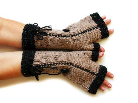 Mariage - Hand Knit Gloves, Boho Gloves, Fingerless Gloves Mittens