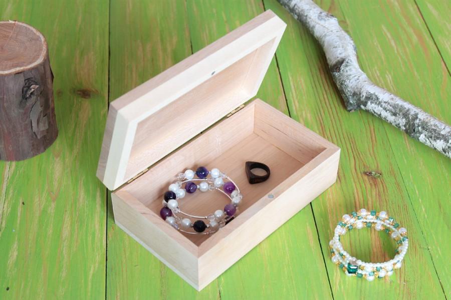 زفاف - Flat unfinished jewelry wooden wood box with lid and magnets, natural wood, eco friendly,unfinished wood DIY,gift box,craft wood box unique