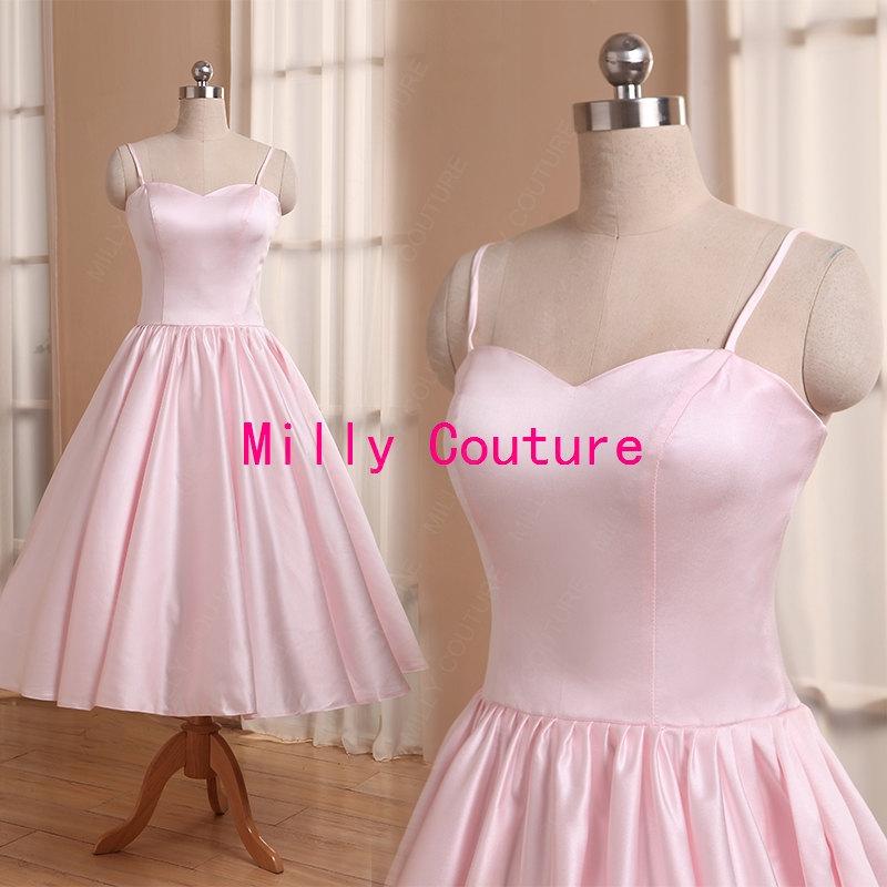 Pale Pink Tea Length Bridesmaid Dress ...
