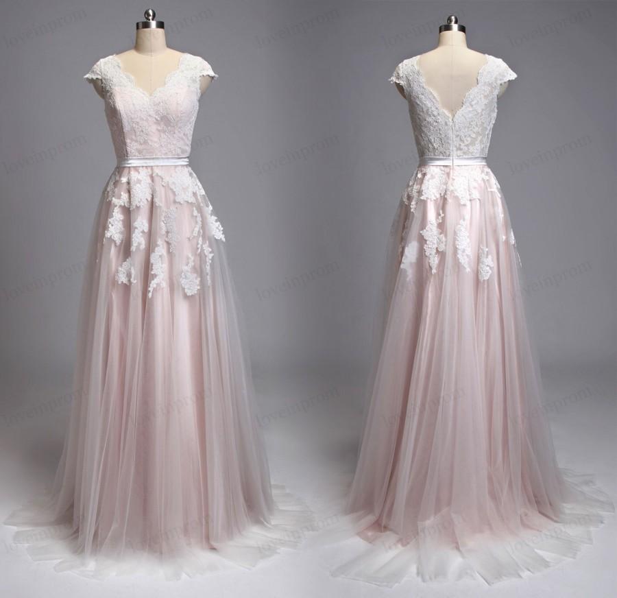 Wedding - 100% Handmade Lace Wedding Dress/Cap Sleeves Formal Long Wedding Gown/Plush Lining Bridal Dress, Lace Dress For Wedding