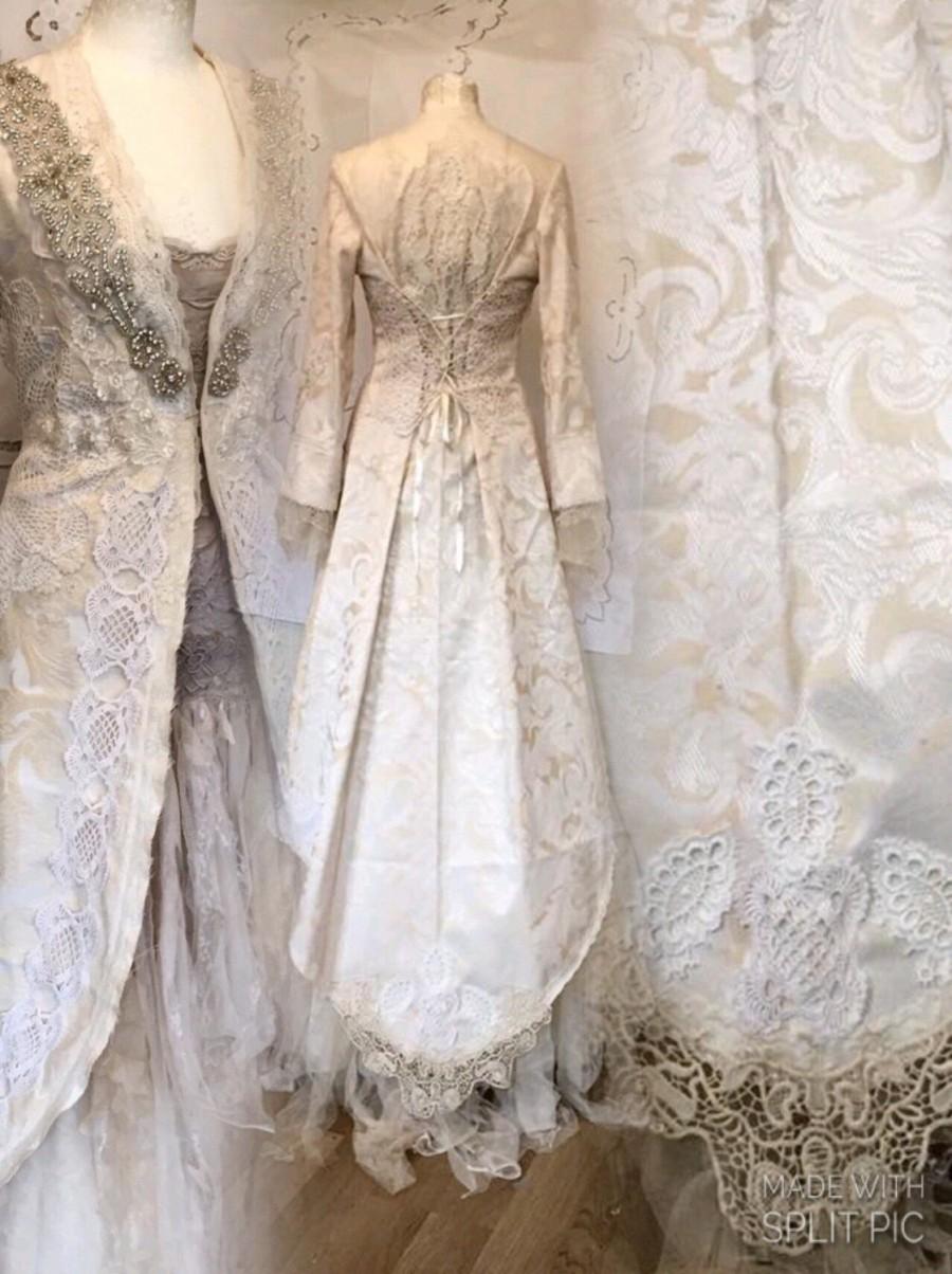 زفاف - Wedding lace jacket , long bridal coat , unique wedding jacket,boho deluxe,wedding , dream wedding accessories , vintage lace cardigan ,