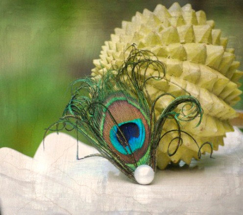 Wedding - Pearl & Peacock Feather Hair Clip / Comb / Bobby Pin. Simple Classy Clip, Bridal Accessory. Preppy Girly Teen Pin, Birthday Party Fascinator