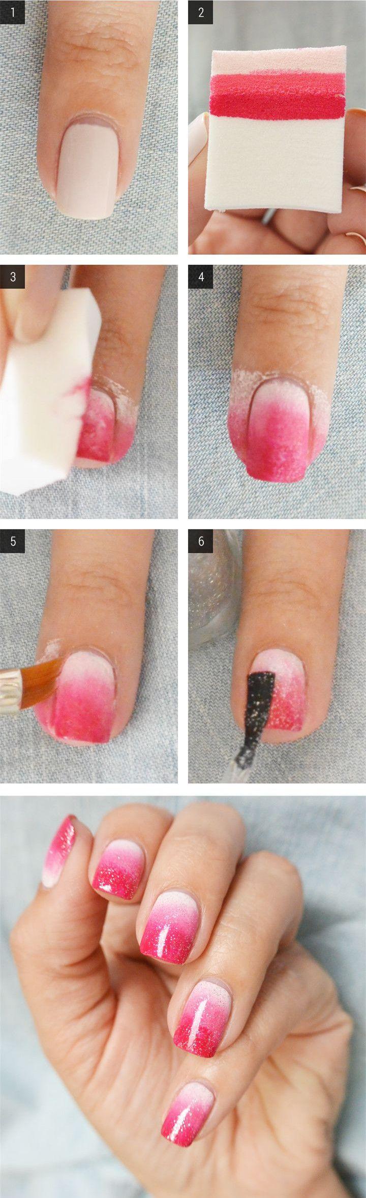 Hochzeit - Lovely Pink Ombre Nails-DIY