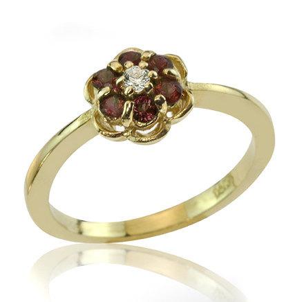 Hochzeit - Garnet Diamond Ring, Flower Garnet Engagement Ring, Unique Garnet Ring, January Birthstone Ring, Birthstone Jewelry, Garnet Jewelry, Gifts