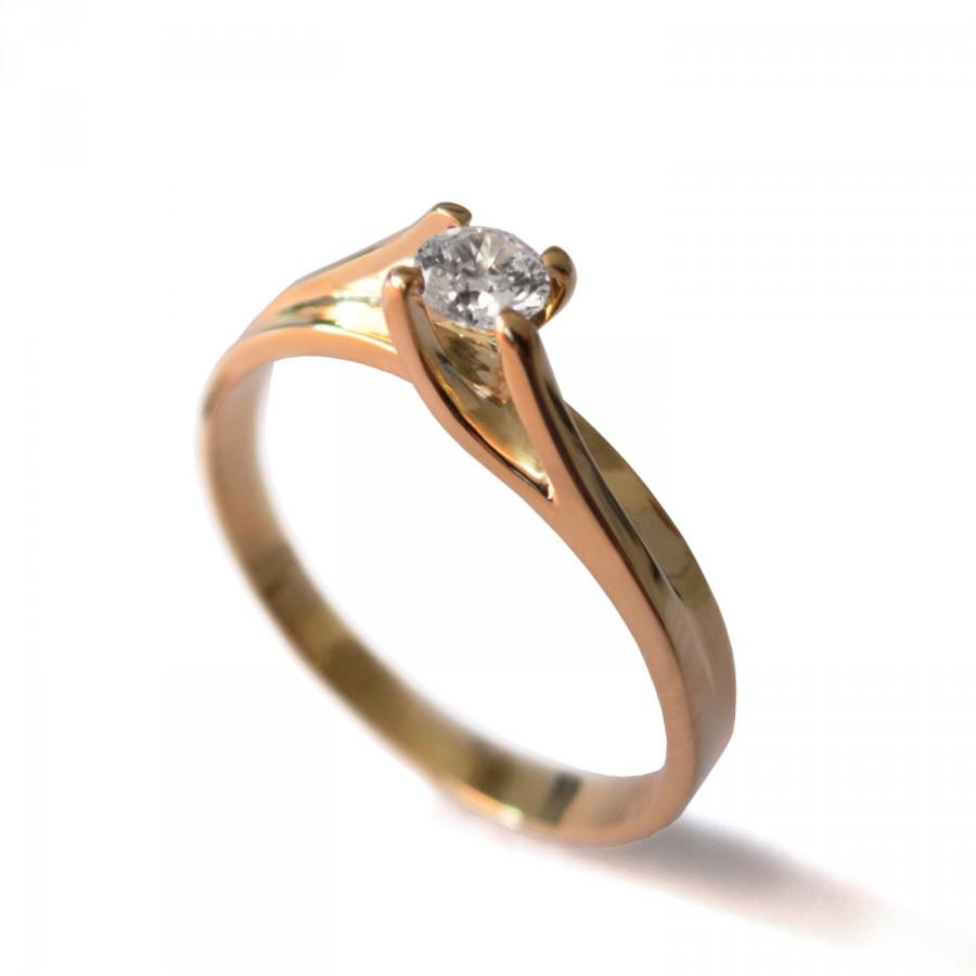 Hochzeit - Diamond Ring, 14K Rose Gold and Diamond engagement ring, celtic ring, engagement ring, wedding band, crown ring, art deco, twist ring, R003