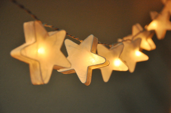 زفاف - White mulberry paper Stars Lanterns for wedding party decoration (20 bulbs), fairy lights