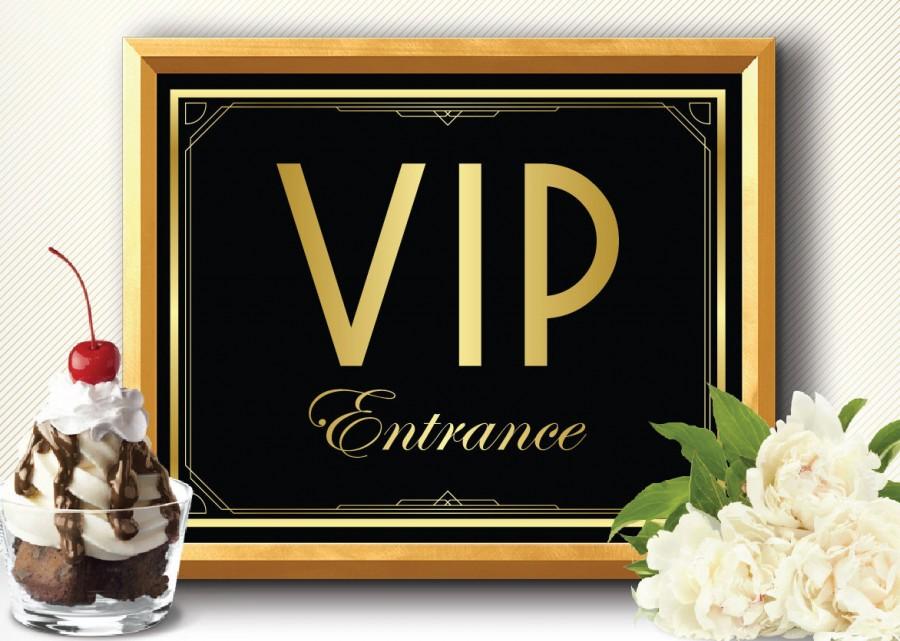 Mariage - Printable VIP Entrance sign - 1920'ies Gatsby retro/vintage party - bar sign, menu, wedding decoration, birthday deco, party decoration