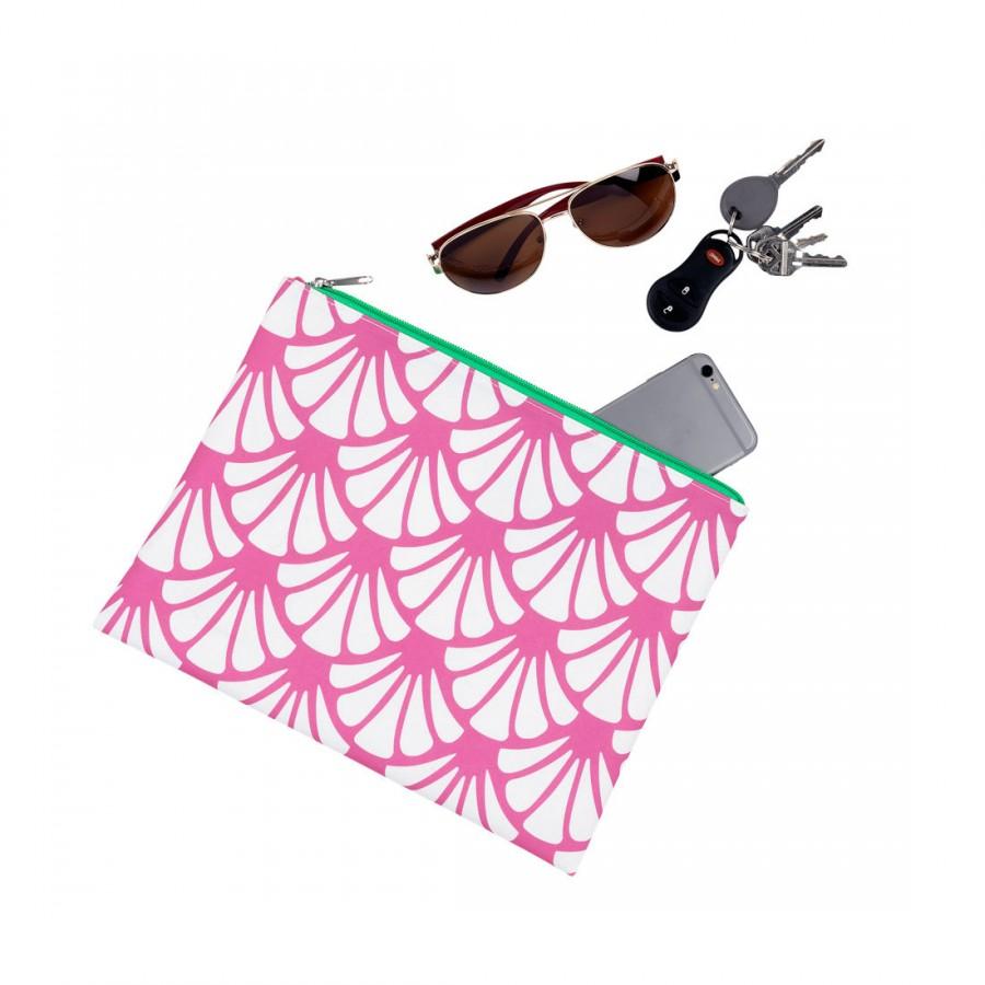 زفاف - Outer Banks wedding seashell pink mint bridesmaid gift monogrammed makeup bags cosmetic pouch personalized gift Beach House Dreams Home OBX