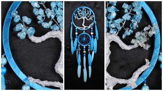 Mariage - Blue Dream Catcher Tree of life Dreamcatcher quartz Dream сatcher blue quartz dreamcatchers decor wall handmade blue gift Valentine's Day