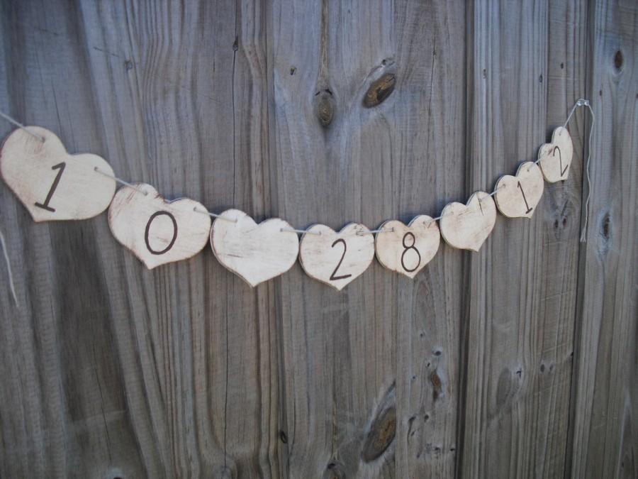 Mariage - Wedding Engagement Photo Banner Wood Heart Photo Prop- Item 1005
