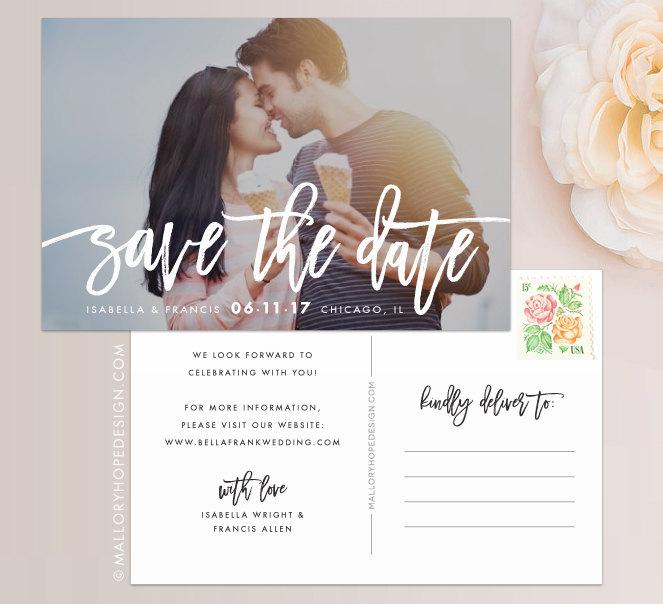 Mariage - Handwritten Photo Save the Date Postcard / Magnet / Flat Card - Save the Date Magnet, Photo Wedding Magnet, Wedding Save the Date