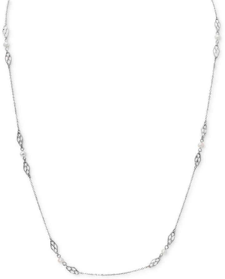 Hochzeit - Lauren Ralph Lauren Silver-Tone Imitation Pearl Long Strand Necklace