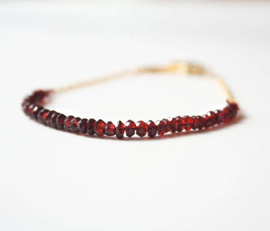 Hochzeit - Red Garnet Bracelet, January Birthstone, January Birthday