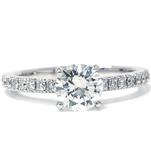 Свадьба - 1.24CT Diamond Engagement Ring 18K White Gold