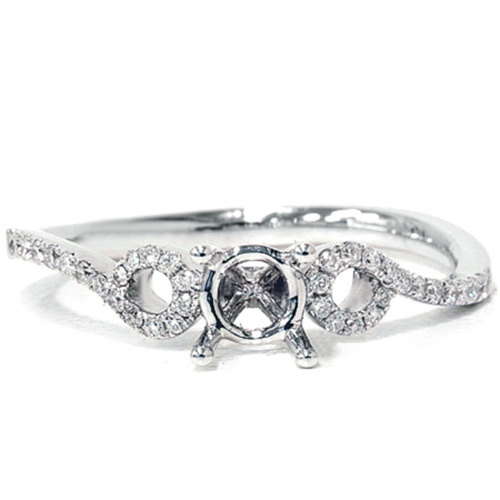 Wedding - Diamond Engagement .15CT Semi Mount Setting 18k White Gold