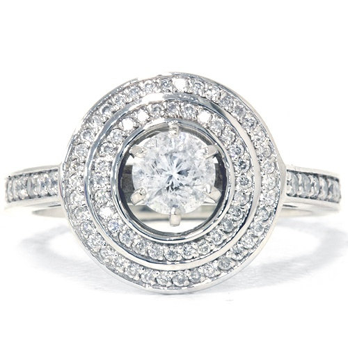 Wedding - 1.00CT Diamond Double Halo Engagement Ring 14K White Gold, Double Halo, Engagement Ring, 14k White Gold, Diamond Ring, 14k White Gold
