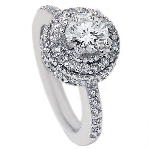 Wedding - 1.26CT Diamond Engagement Ring 14K White Gold