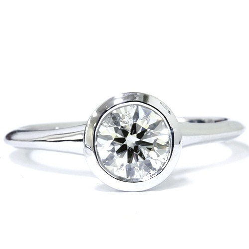 Wedding - Diamond Engagement Ring, Round Solitaire 1.00CT Solitaire Bezel Diamond Engagement Ring G/SI 14 Karat White Gold