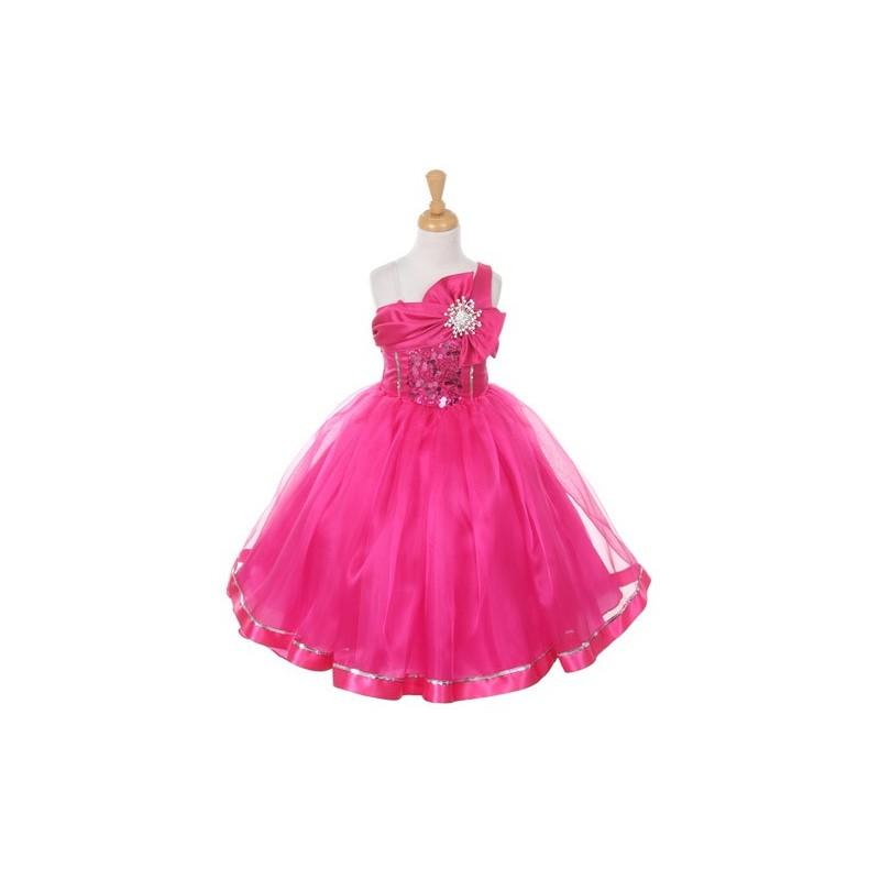 Wedding - Fuchsia One Shoulder Sparkle Organza Dress Style: D2061 - Charming Wedding Party Dresses