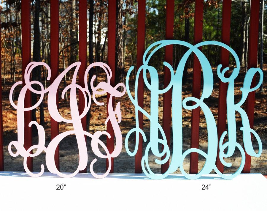 Wedding - 24'' Custom Wood Monogram in Vine Font,Wooden wall monogram