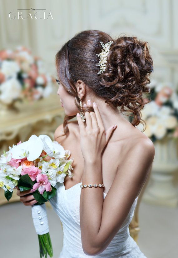 Hochzeit - Gold Hair Comb Pearl Hair Comb Gold Hair Piece Bridal Comb Wedding Hair Piece Bridal Gold Headpiece Vintage Wedding Hair Comb Gold Hair Clip
