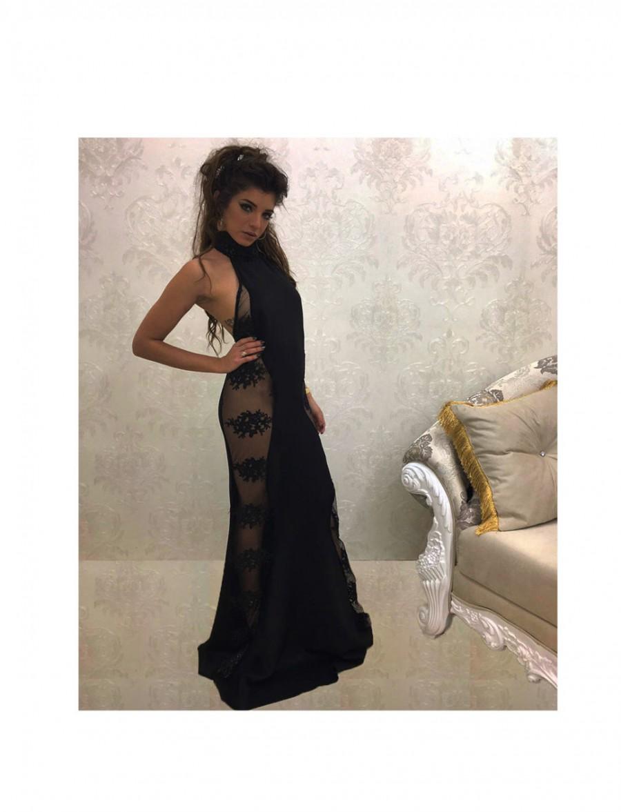 Mariage - Black Dress, lace Maxi Dress with Open Back, Sexy Dress, Formal Dress, Evening gown, Evening lace dress, Sleeveless dress, Party dress