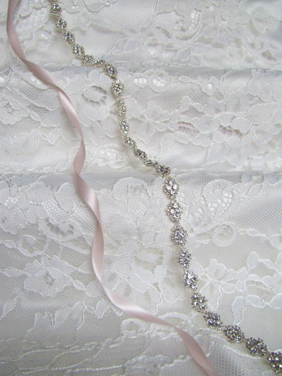 Wedding - Delicate Silver Crystal Rhinestone Bridal Sash,Wedding sash,Bridal Accessories,Bridal Belt,Style #49