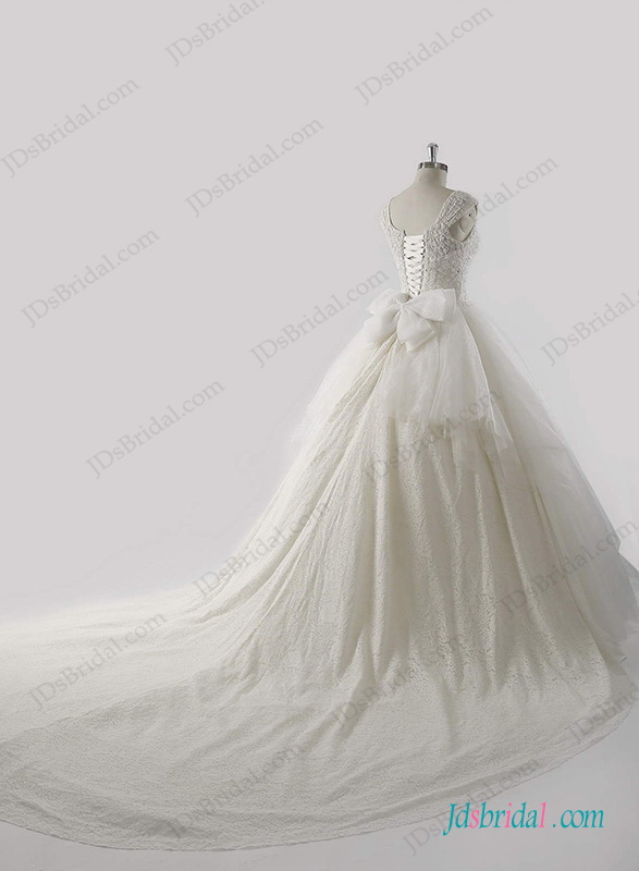 Hochzeit - Luxury Beading bodice cathedral train princess wedding dress
