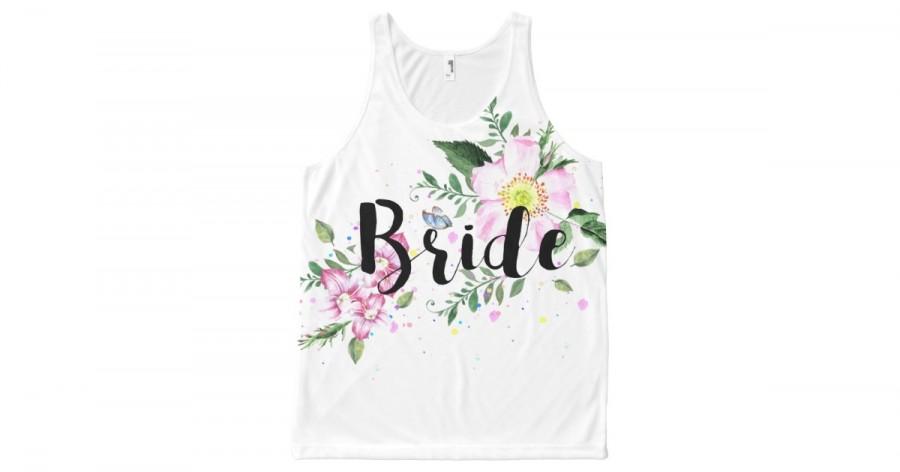 Hochzeit - Bride Floral Watercolor Wedding All-Over Print Tank Top