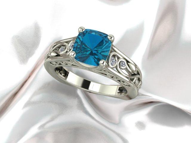 زفاف - Wedding and Engagement Ring, Diamond Bridal Rings, Proposal Ring For Her, Gifts For Her, London Blue Topaz Stone Made With 14k Solid Gold