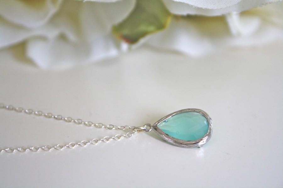Свадьба - Light blue wedding Silver Necklace Mint Necklace Bridesmaid Necklace Bridesmaid gifts for her best friend gifts light blue bridesmaid gift