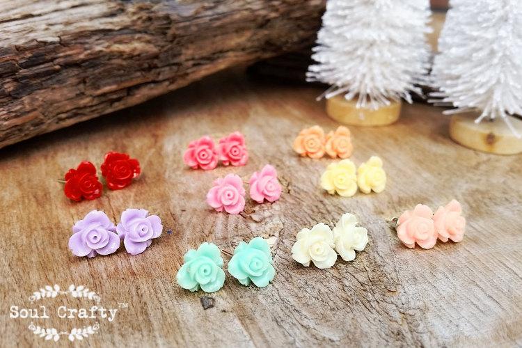 Hochzeit - Set of 3 pairs Rose Earrings Birthday Wedding Mother's day Gift for Best friend Bridesmaid Maid-of-honor Mother of Groom Mom