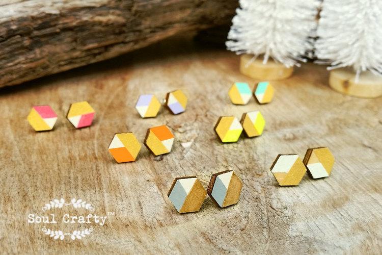 Mariage - Geometric Earrings Minimalist Hexagon Birthday Wedding Mother's day Gift for Best friend Bridesmaid Maid-of-honor Mother of Groom Mom