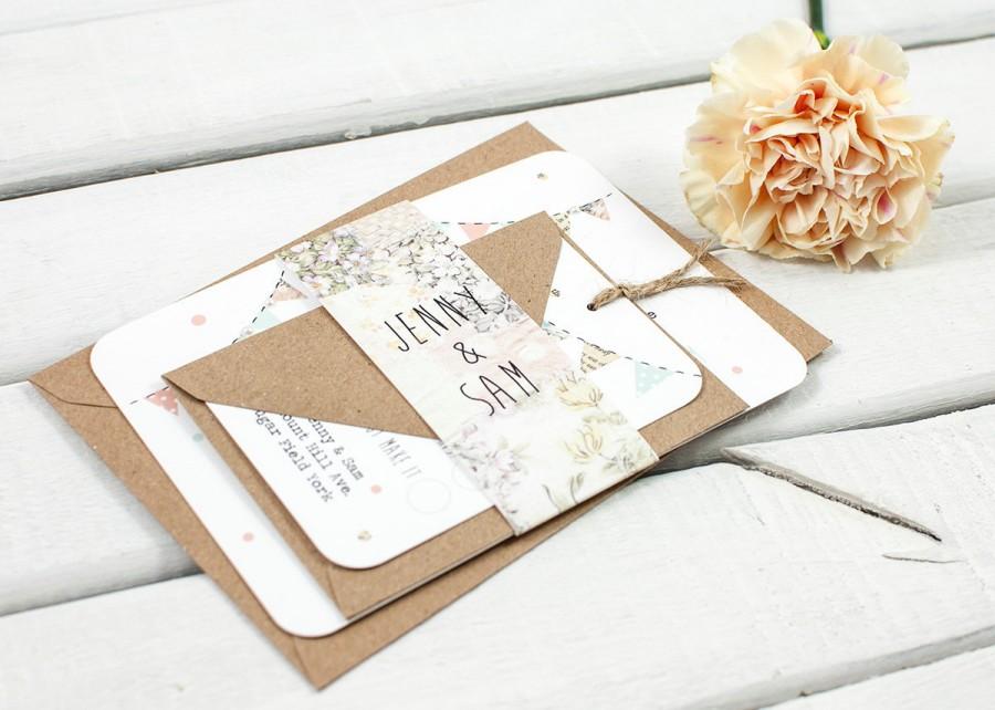 Wedding - Floral Patchwork Bunting Wedding Invitation Bundle