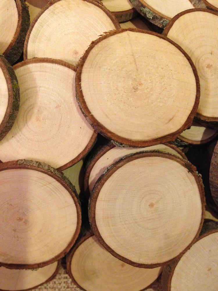 زفاف - 100 Wood slices 2"  to 2.5"- rustic wood slices for weddings, tags, favors, decor, crafts & more - set of 100 blank wood slice tags