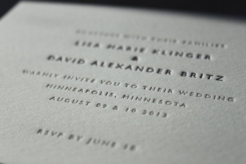Wedding - Letterpress Wedding Invitations: 'Classic' Wedding Design (smaller size). Set of 45.