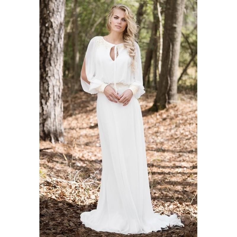 Hochzeit - Style 6446 by Lillian West - Long sleeve ChiffonLace Floor length Sheath Dress - 2017 Unique Wedding Shop