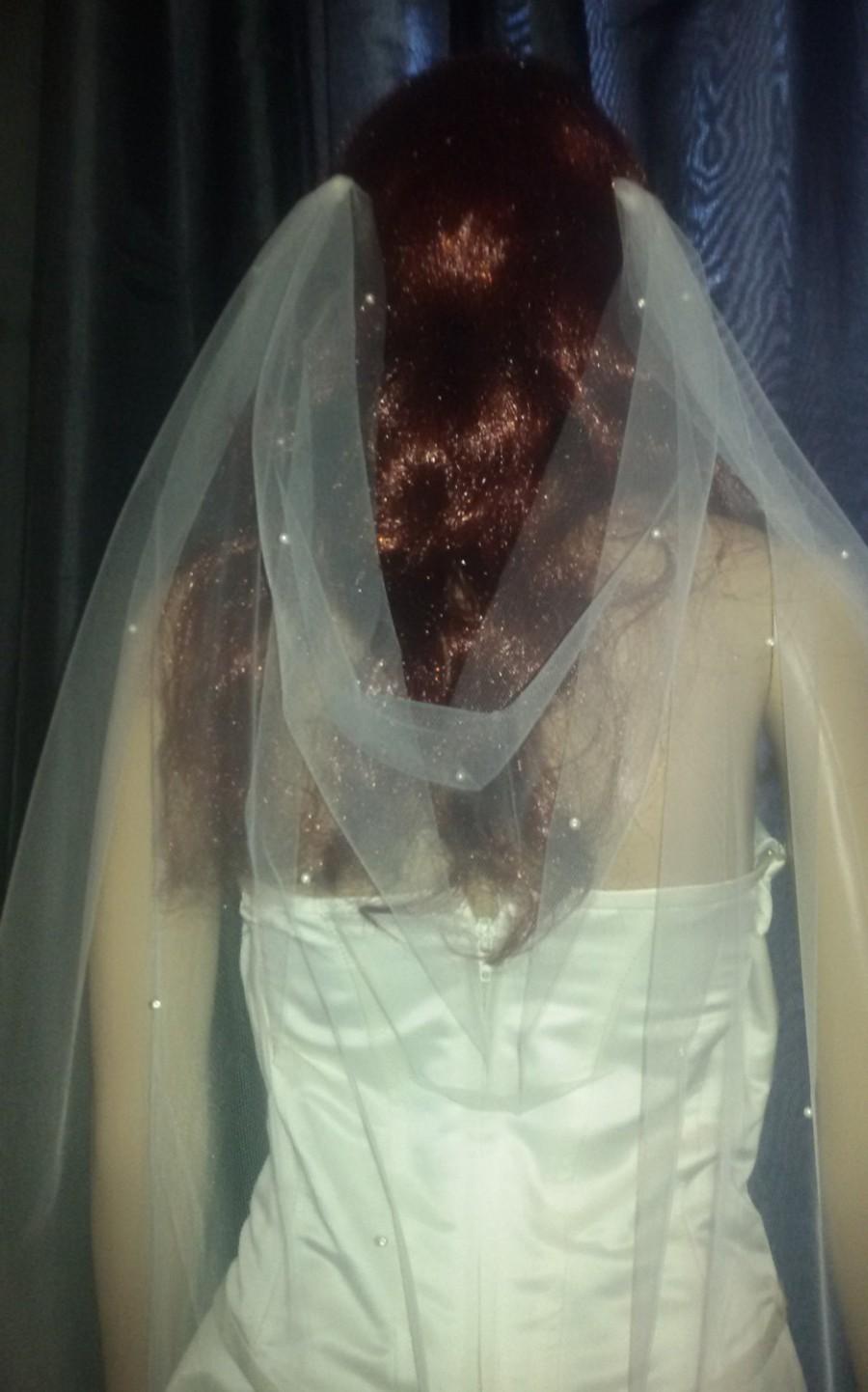 Свадьба - Drape style Waist 36" or Fingertip 42" length ivory wedding veil plain cut edged. Decoration options FREE UK POSTAGE