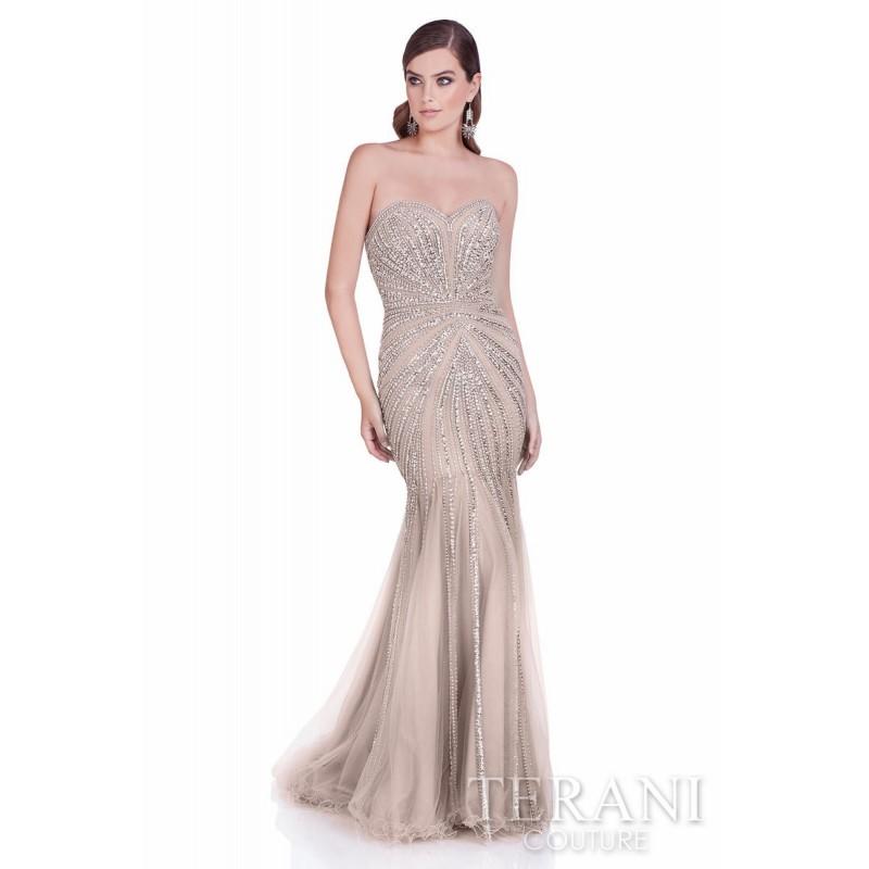 Wedding - Terani Pageant 1611GL0489 Nude Nude,Silver Nude,Navy Nude Dress - The Unique Prom Store