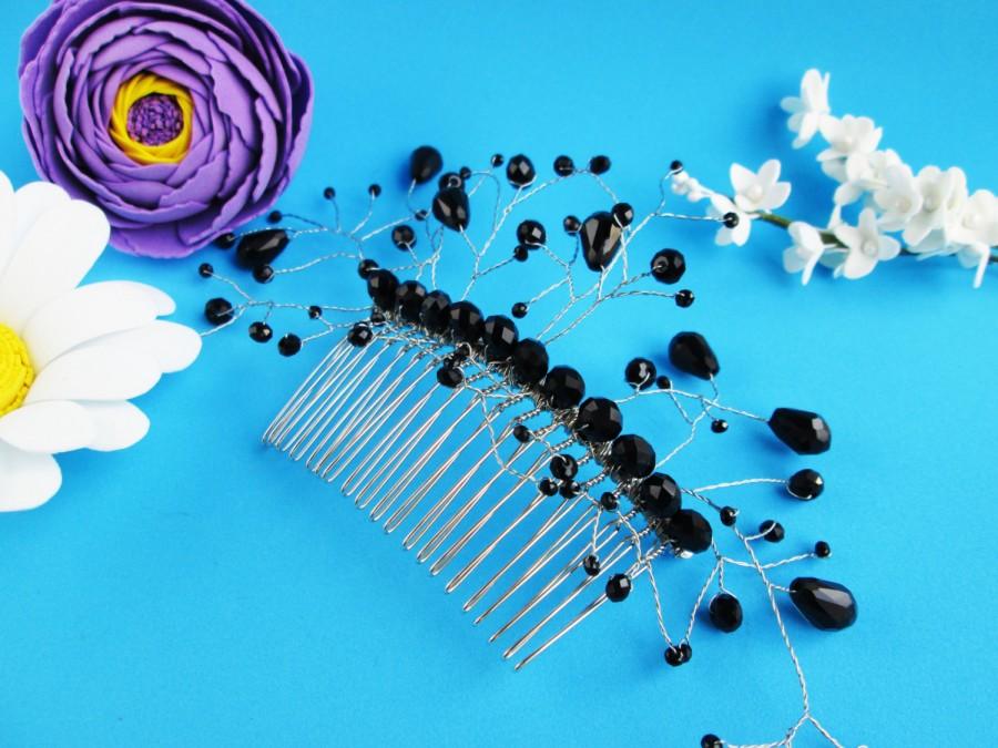 زفاف - Black crystal Wedding hair crystal Combs crystal Black hair jewellery Hair combs for bride Black hair bridal Black accessories Hair comb