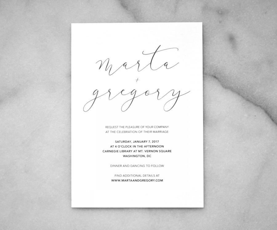 Mariage - Printable Wedding Invitations — Minimalist Wedding Invitation, Simple Wedding Invitation, Black and White Party, Modern Wedding, Minimal