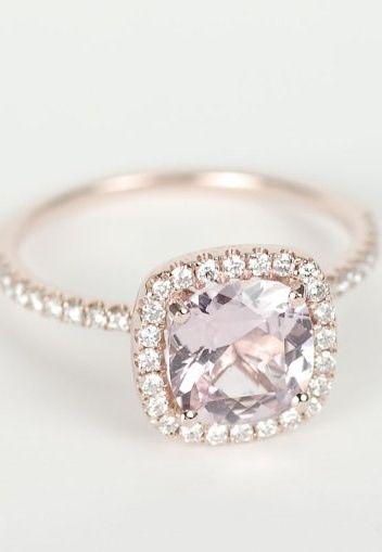 Hochzeit - Certified Peach Pink Cushion Sapphire Diamond Halo Engagement Ring 14K Rose Gold