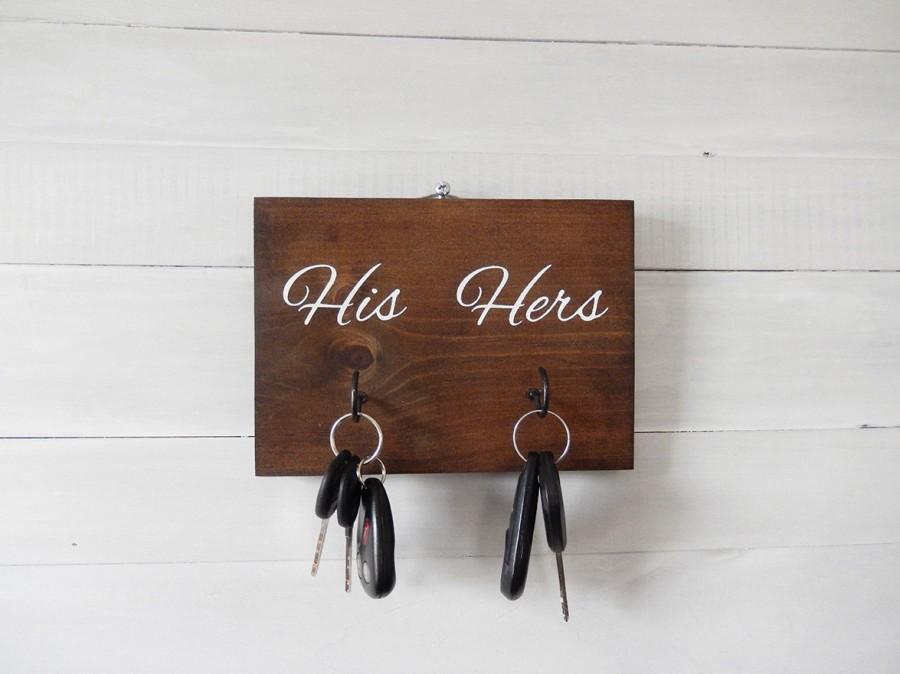Wedding - His and Hers Key Holder - Key Hooks- Entryway Organization- Farmhouse Decor- Rustic Decor- Key Organizer- Key Storage- His and Hers Decor